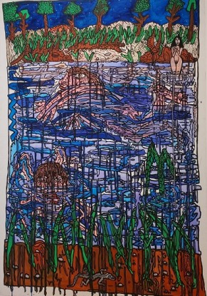 Robert Combas, La Baigneuse à la rivière, 1987