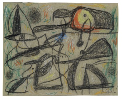 Joan Miró, Femme, oiseaux, 1977