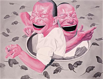Yue MinJun, Everywhere, 2002