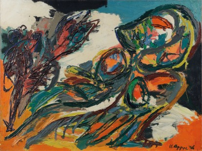 Karel Appel, Woman and Bird on Beach, 1956